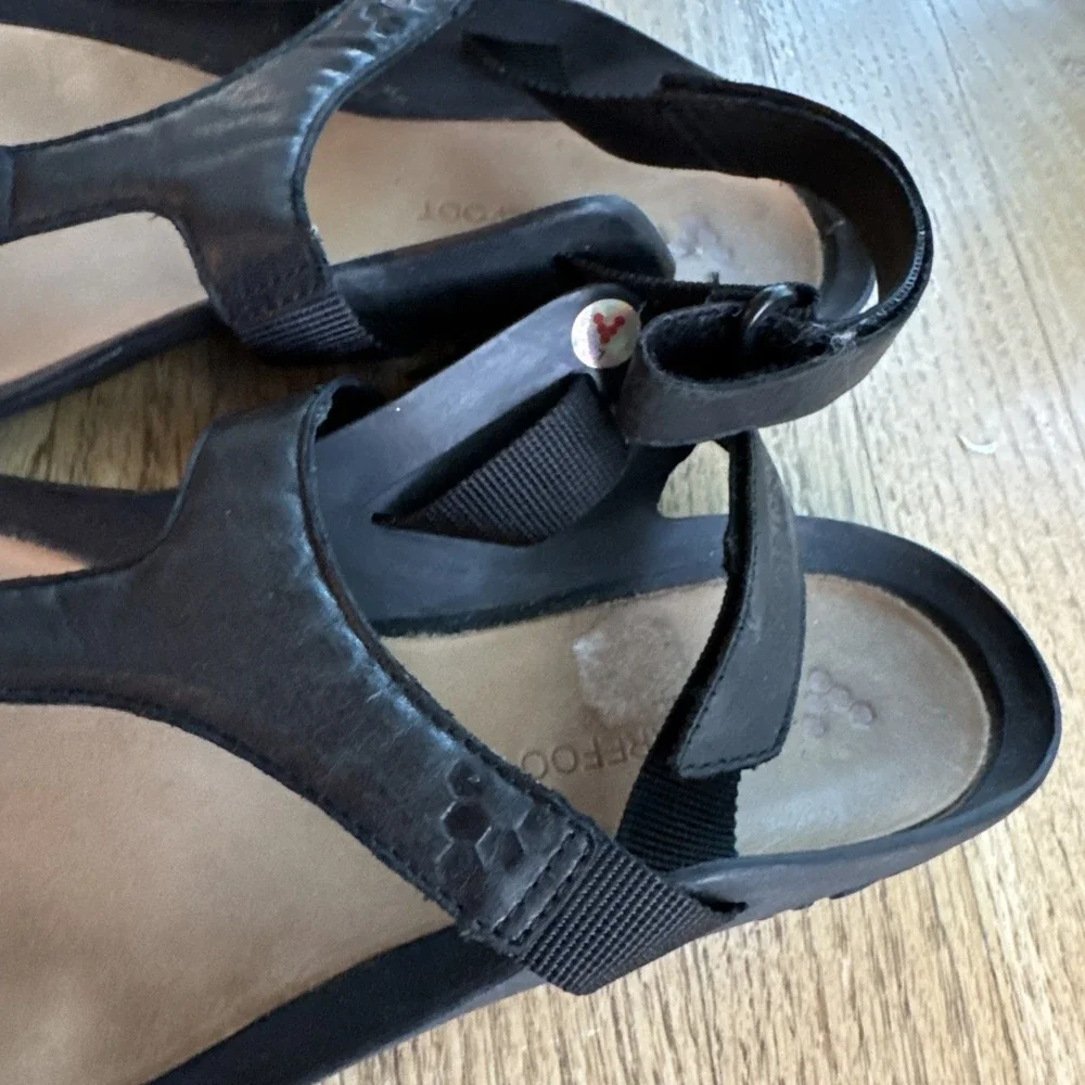 Vivobarefoot Total Eclipse Lux Black Leather Sandals Adjustable EUR 44, US 11